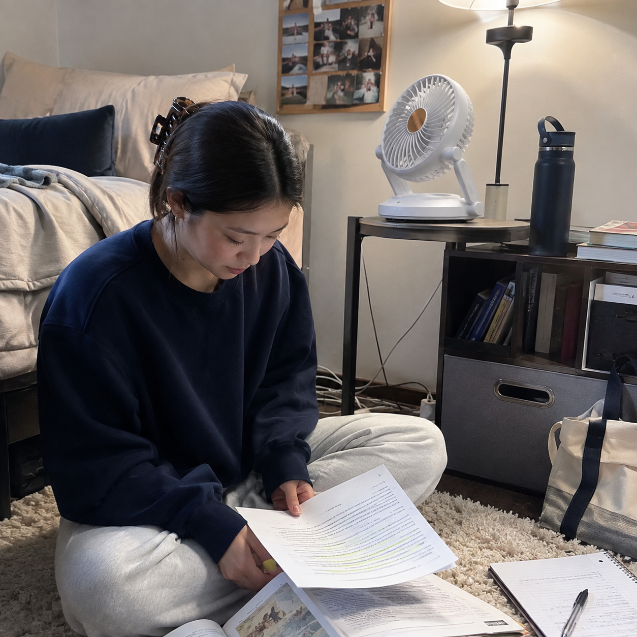 American college student studying beside Montara Flowe™